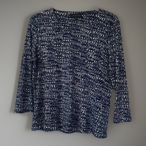 Viyella navy white ladies top - navy/white,