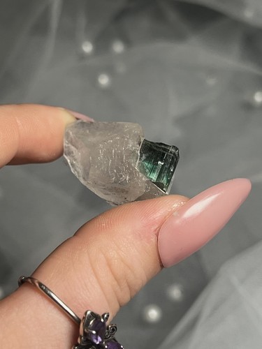 Green blue tourmaline - green/blue, on
