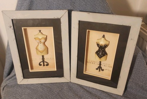 Pair shabby chic framed - shabby,