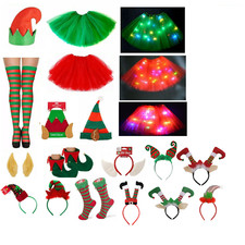 ELF COSTUME Adult Kids CHRISTMAS ACCESSORY Secret Santa Fancy Dress Party Lot UK