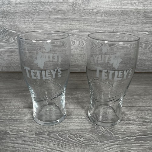 Pair tetley pint glasses - tetley's,