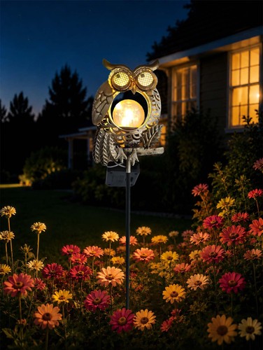 Solar garden owl - owl, decor