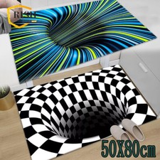 3D Swirl Rug Illusion Optical Bottomless Hole Mat Vortex for Bedroom Living Room