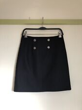 Agnes b Black 73% Wool/Cashmere Mini Skirt. UK 10 W28 L18.5"  Button Front Panel