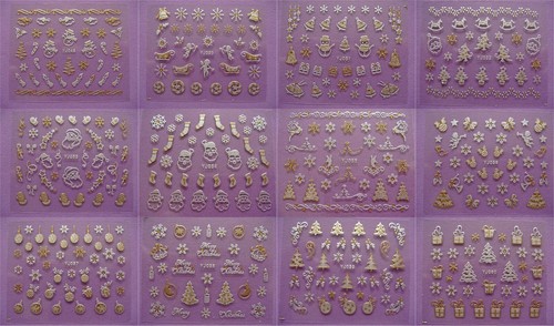 Christmas silver gold - 3d, nail