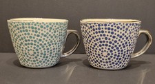Lovely Pair of Whittard of Chelsea DAPPLE Large Mugs Blue & Green x 2