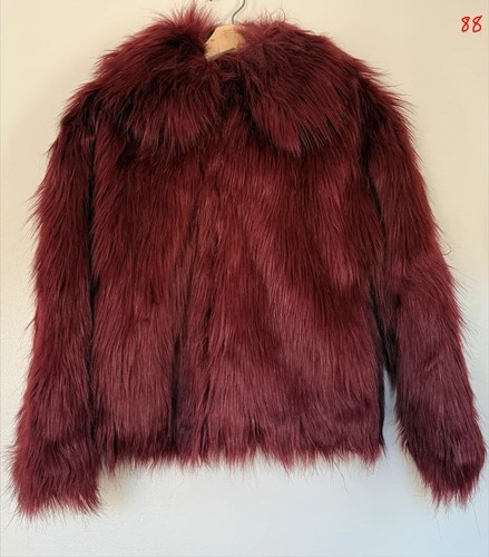 Topshop burgundy shaggy faux - burgundy,