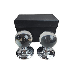 AC010CP Ice Clear Crystal Door Knob Set Polished Chrome