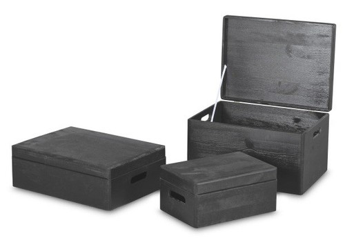 Black wooden boxes handles - boxes,