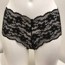 Black Boyshorts 14 - 16 Sheer See through Lace Shorty Knickers Pants Briefs lady