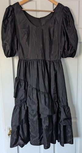 Vintage 80s black tiered frill - 80s,