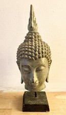An Antique Thai Solid Buddha Head 19th Century on an Ebonized Base