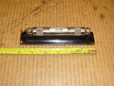 Vintage L. S. Starett 6" black japanned machine spirit level with cover USA