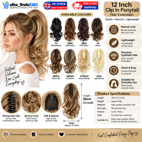 Inch short curly clip - 12, in