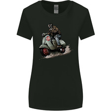 Scooter Skull MOD Moped Motorcycle Biker Womens Wider Cut T-Shirt