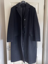 Bhs Casmere Lambswool Long Boyfriend Coat Semifitted Overcoat Black Size 14