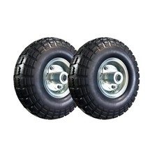 4.10/3.50-4" Flat Free Tire and Wheel, 10" Heavy Duty Solid Tire, 5/8" Axle B...