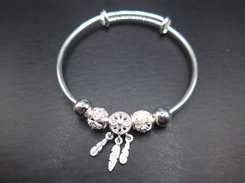 Silver dream catcher - silver, bead