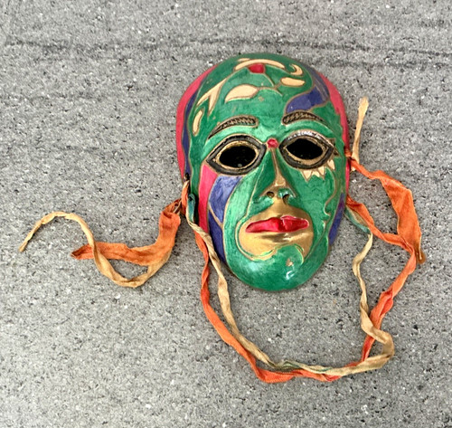 Vintage brass mask - brass, mardi