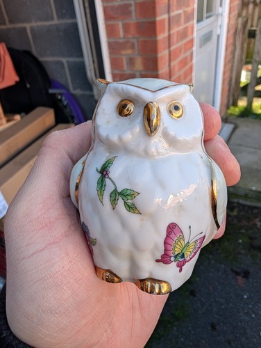 Aynsley pottery owl trinket - pottery,
