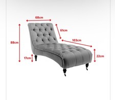 Faux Leather Suede Brown Layla Chesterfield Chaise Lounge