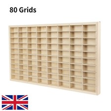 UK STOCK 80-Grid Wall Mount Wood Display Case 1:64 Toy Car Model Storage Holder