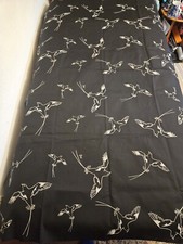 VTG FABRIC BERMUDA LONGTAIL HAND PRINTED BSP 73 " x 44 " GOTHIC CROW MAGPIE??