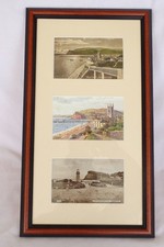 Set of 3 Vintage Framed & Mounted Prints Postcards Teignmouth Shaldon Devon