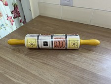 PRICE KENSINGTON vintage 1950s pattern ceramic & wooden rolling pin, baking