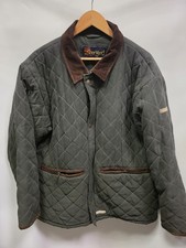 Mens Sherwood Forest Green Grey Quilted Field Country Jacket Used Size L Large 