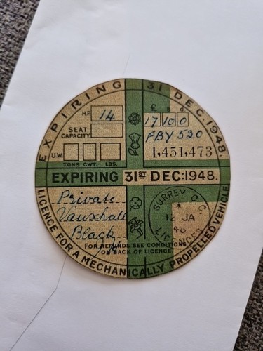 Vintage tax disc dec - tax,
