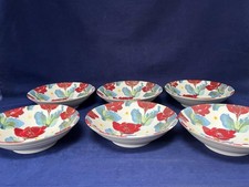 JANICE TCHALENKO POPPY DESIGNED FOR POOLE 9 1/2" BOWLS X 6 EXCELLENT