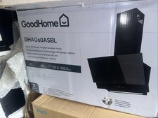 GoodHome Airsensor Ghag60Asbl Black Steel & Glass Angled Cooker Hood59.8Cm