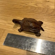 Hand Carved wood netsuke of a Turtle collectable boxwood figure