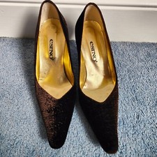 Esino size 37 brown leather and velvet stiletto court shoes