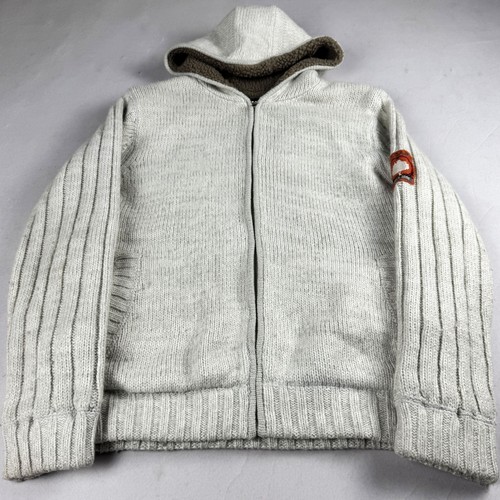 Mens vintage hooded knit zip - hooded,
