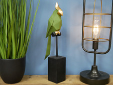 Quirky Unusual Geometric Green Parrot Bird Decorative Sculpture Ornament Statue