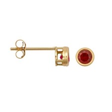 9ct gold garnet stud - gold, earrings