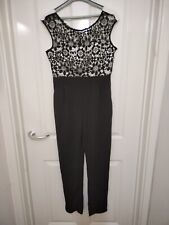 Jumpsuit Floral lace in Black / White By Mela London. Women's Size - 18 / Leg