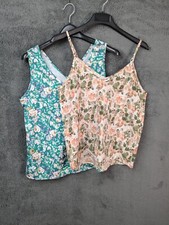 Bundle x2 Ladies casual top blouse size large sleeveless cami vest floral