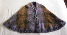 Vintage Andrew Stewart Mohair & Wool Press Stud Poncho/Cape One Size