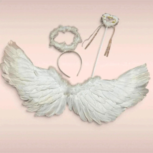 White feather angel wings with - white,