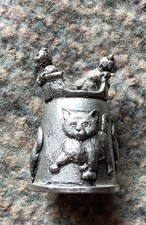 Pewter Cat Thimble 