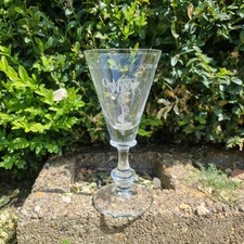 Vintage Etched Wine Glass –