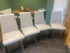 dwell faux leather grey dining