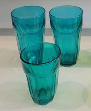3 PASABAHCE TEAL BLUE DRINKING