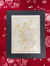Vintage Historical Mounted Map Of Scotland  , mounted scarce