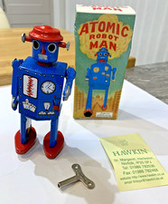 ZC154:  SCHYLLING Vintage Atomic Tin Plate Man - Clockwork Robot 012