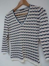 GORGEOUS CYRUS WHITE KNIT METALLIC CROCHET JUMPER, 8, VGC