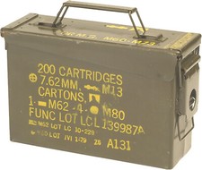US Army Empty Olive Small Metal Ammo Box Used Military Surplus Storage